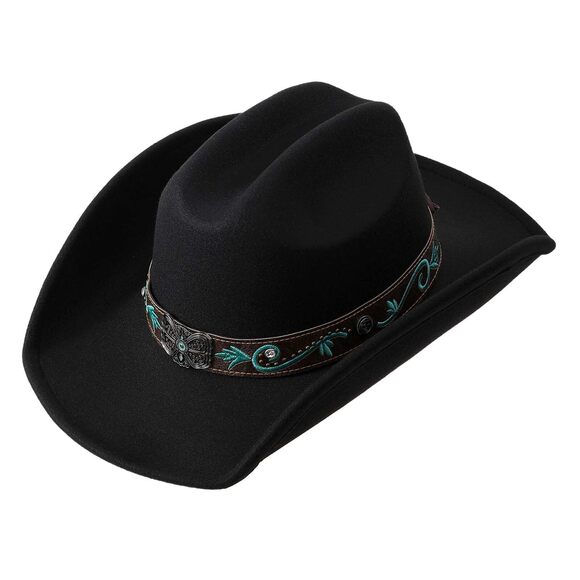 1961 Black Cowboy Hat For Men And Women - Adjustable Brim Size, Sun